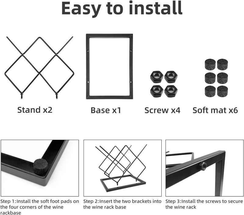 MCSAPIL Small Wine Racks Countertop(5 Bottle Capacity),Metal Wine Bottle Holder Modern Black for Home Kitchen Bar,Tabletop Wine Rack for Cabinet, Pantry, Wine Bottle Storage - Image 4